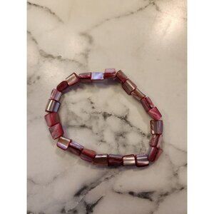 Iridescent Shell Square Bead Stretch Bracelet For Women
